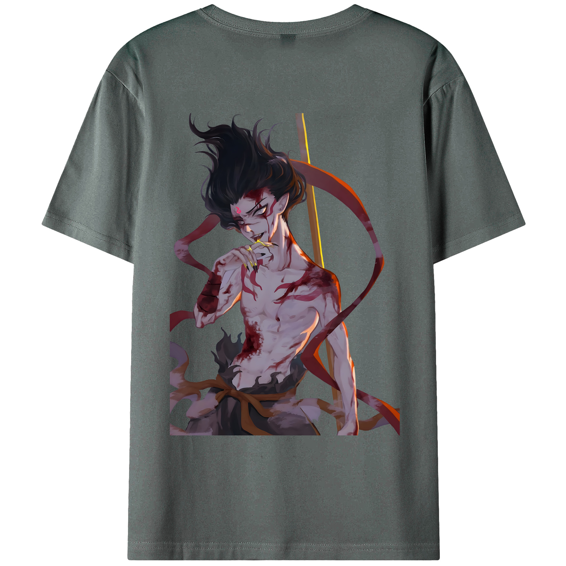 （画像用） Ne Zha 2 ナタ 魔童の大暴れ 綿100％ メンズ半袖Tシャツ（バックプリント） 通気性
